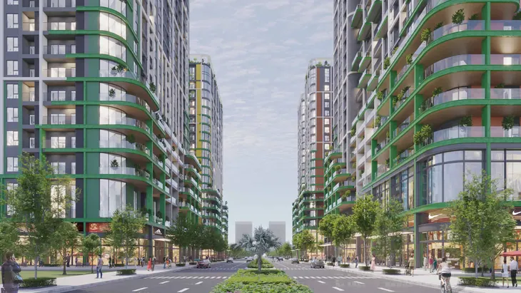 Cảnh phố khối đế thương mại