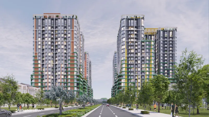 Hai toà Fours Tower nhìn từ đường nội khu