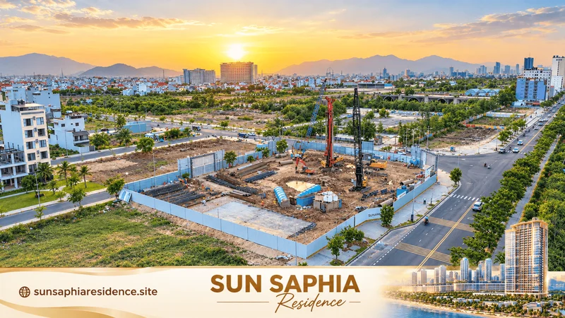 Toàn cảnh đại công trường Sun Saphia Residence mặt biển Sơn Thủy