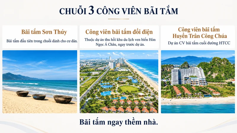 Không gian xanh công viên và bãi tắm ven biển